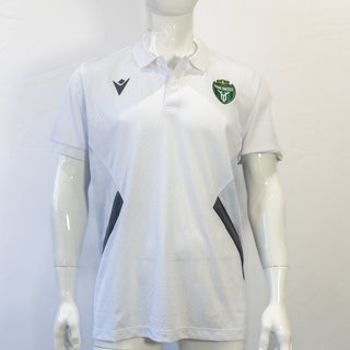 2024 York United FC White Polo with Grey and Black Stripes